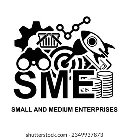 icono de SME. Pequeña y mediana empresa aislada en ilustración vectorial de fondo.