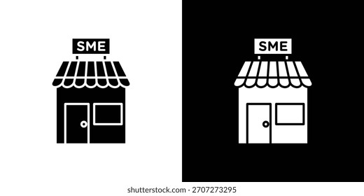 Ícone SME em conjunto de silhueta sólida. Ilustração de vetor.