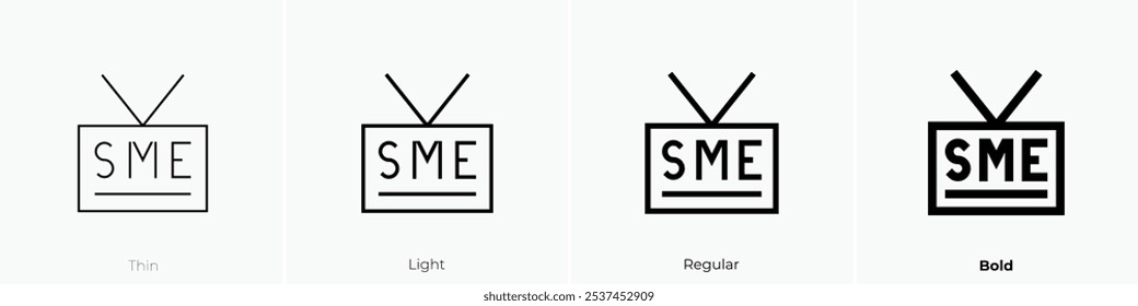 ícone sme. Design fino, leve, regular e negrito, isolado no fundo branco