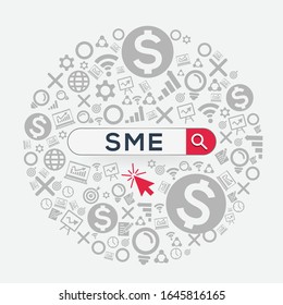 SME mean (small and medium enterprise) Word written in search bar,Vector illustration.