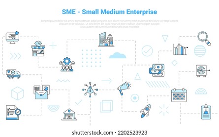 sme small medium enterprise concept with icon set template banner with modern blue color style