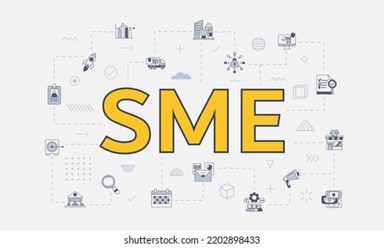 Sme Small Medium Enterprise Concept With Icon Set With Big Word Or Text On Center