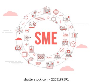 sme small medium enterprise concept with icon set template banner and circle round shape