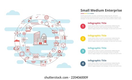 sme small medium enterprise concept for infographic template banner with four point list information