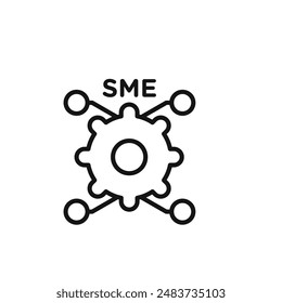 SME small and medium enterprise icon outline collection in black
