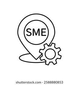 SME, small and medium enterprise icon Flat outline Collection in Black and white background