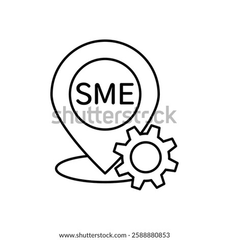 SME, small and medium enterprise icon Flat outline Collection in Black and white background