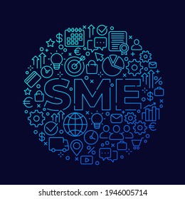 SME, small and medium enterprise, line art