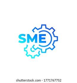 SME, small and medium enterprise vector icon with gears