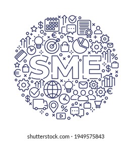 SME, small and medium enterprise, vector line art