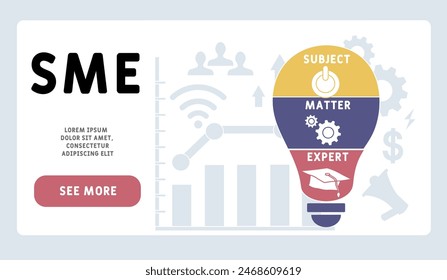 SME - Subject Matter Expert  acronym. business concept background. vector illustration concept with keywords and icons. lettering illustration with icons for web banner, flyer