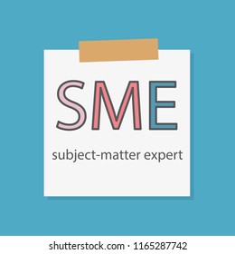 SME Subject-matter expert written in a notebook paper- vector illustration