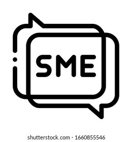 Sme In Talking Quote Frames Icon Thin Line Vector. Sme Communication, Discussing And Speaking Concept Linear Pictogram. Monochrome Outline Sign Isolated Contour Symbol Illustration