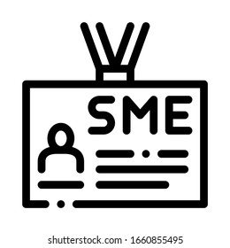 Sme Worker Badge With Photo Icon Thin Line Vector. Company Badge, Pass Document With Employee Information Concept Linear Pictogram. Monochrome Outline Sign Isolated Contour Symbol Illustration