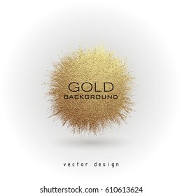 Smear gold paint. Vector golden spot, brush. Abstract glittering texture. Art illustration