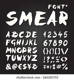 Smear hand painted font for seasonal posters or other works on chalkboard background