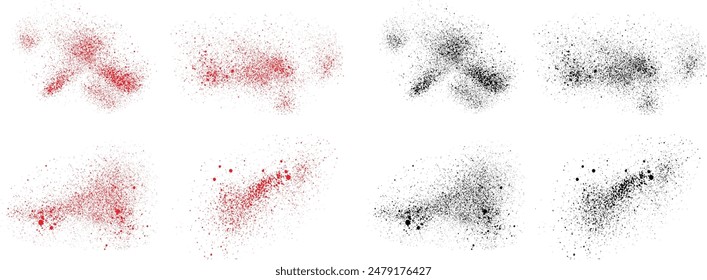 Smear Tinte Pinselstrich Set von schwarzen und roten Farbe Hintergrund Illustration. Grunge Textur Pinselstrich
