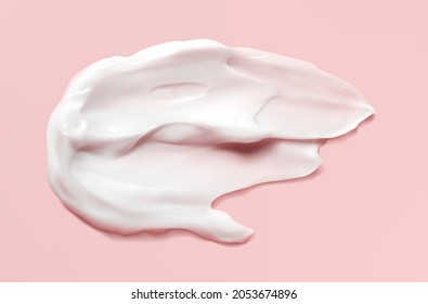 Smear of moisturizer vector realistic illustration in pink background. Cream, lotion for face or body, facial skin care