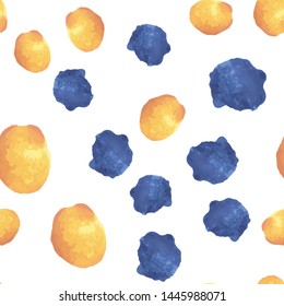 Smear paint blue and orange color Fashion Seamless pattern. Perfect for your design, textile, pattern fills, box, posters, cards, web page background etc. Pattern under the mask. Vector.