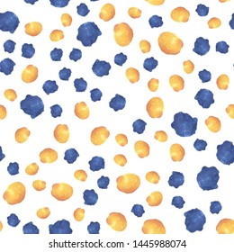 Smear paint blue and orange color Cute Seamless pattern. Perfect for your design, textile, pattern fills, box, posters, cards, web page background etc. Pattern under the mask. Vector.