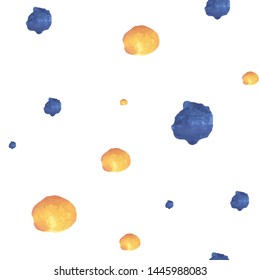 Smear paint blue and orange color Abstract Seamless pattern. Perfect for your design, textile, pattern fills, box, posters, cards, etc. Pattern under the mask. Vector.