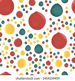 Smear paint green and yellow and red color Original Seamless pattern. Perfect for your design, textile, pattern fills, box, posters, cards, web page background etc. Pattern under the mask. Vector.