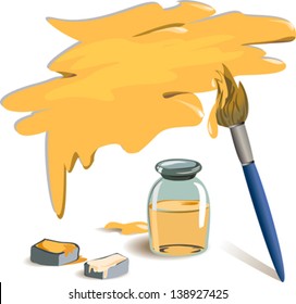 smear paint on a white background with paints and brush. Vector illustration.