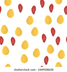 Smear paint yellow and red color Elegant Seamless pattern. Perfect for your design, textile, pattern fills, box, posters, cards, web page background etc. Pattern under the mask. Vector.