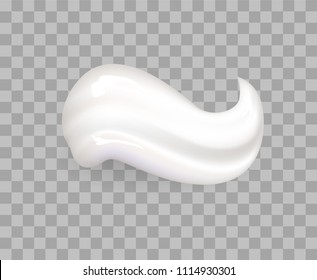 Smear realistic icon vector isolated on transparent background. Cream mousse tasty whipped product on milk base, vanilla foam, creamy yogurt milky swirl