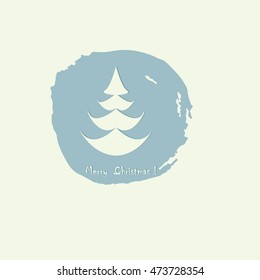 smear stain watercolor inscription Merry Christmas creative abstract art vector design element isolated light background