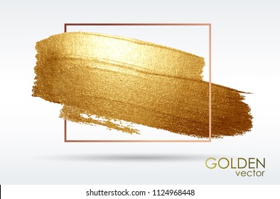 Smear swith an artistic brush. Gold grunge texture. Brilliant shiny patterns. Samples are stored in the palette of brushes. Light background. Vector abstract image. A high resolution.