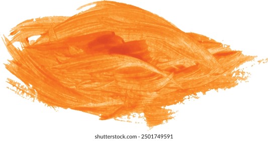 A smear of thick orange paint on isolated background, gouache sample