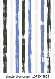 Smeared watercolor brush stripes pattern on white. Blue, black, beige and gray paintbrush lines vertical texture for backdrop. For illustration.
