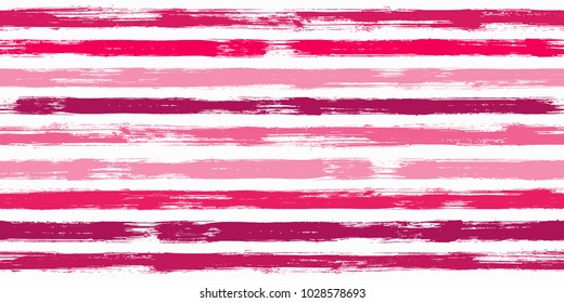 Smeared watercolor brush stripes seamless pattern. Creme pink, purple and mageand paintbrush lines horizontal seamless texture for background. Hand drown paint strokes decoration artwork. For textile.
