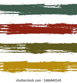Smeared watercolor brush stripes seamless pattern. Red and green  paintbrush lines horizontal seamless texture for backdrop. Hand drown paint strokes decoration. For garment.
