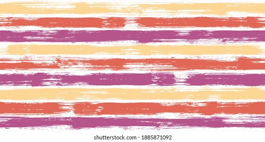 Smeared watercolor brush stripes seamless pattern. Ink paintbrush lines horizontal seamless texture for background. Hand drown paint strokes design artwork. For illustration.
