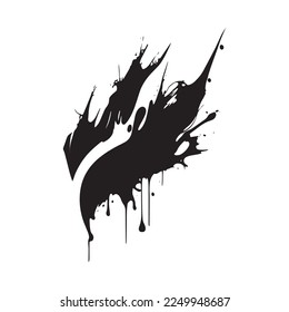 Smears, blots of black paint on a white background, dark colors - Vector illustration