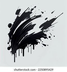 Smears, blots of black paint on a white background, dark colors - Vector illustration