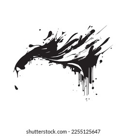 Smears, blots of black paint on a white background, dark colors - Vector illustration