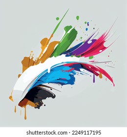Smears, blots of colored paint on a white background, multicolored colors, rainbow - Vector illustration