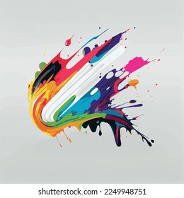 Smears, blots of colored paint on a white background, multicolored colors, rainbow - Vector illustration