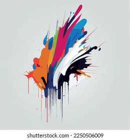 Smears, blots of colored paint on a white background, multicolored colors, rainbow - Vector illustration