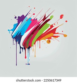 Smears, blots of colored paint on a white background, multicolored colors, rainbow - Vector illustration