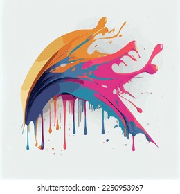 Mareos, manchas de pintura coloreada sobre fondo blanco, colores multicolores, arco iris - Ilustración vectorial