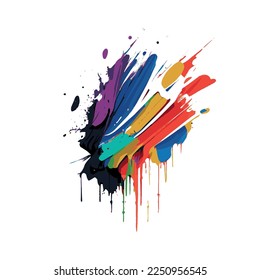 Smears, blots of colored paint on a white background, multicolored colors, rainbow - Vector illustration