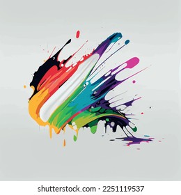 Smears, blots of colored paint on a white background, multicolored colors, rainbow - Vector illustration