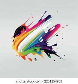 Smears, blots of colored paint on a white background, multicolored colors, rainbow - Vector illustration