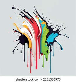 Smears, blots of colored paint on a white background, multicolored colors, rainbow - Vector illustration