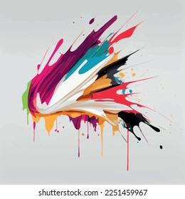 Smears, blots of colored paint on a white background, multicolored colors, rainbow - Vector illustration
