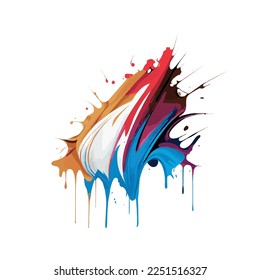 Mareos, manchas de pintura coloreada sobre fondo blanco, colores multicolores, arco iris - Ilustración vectorial